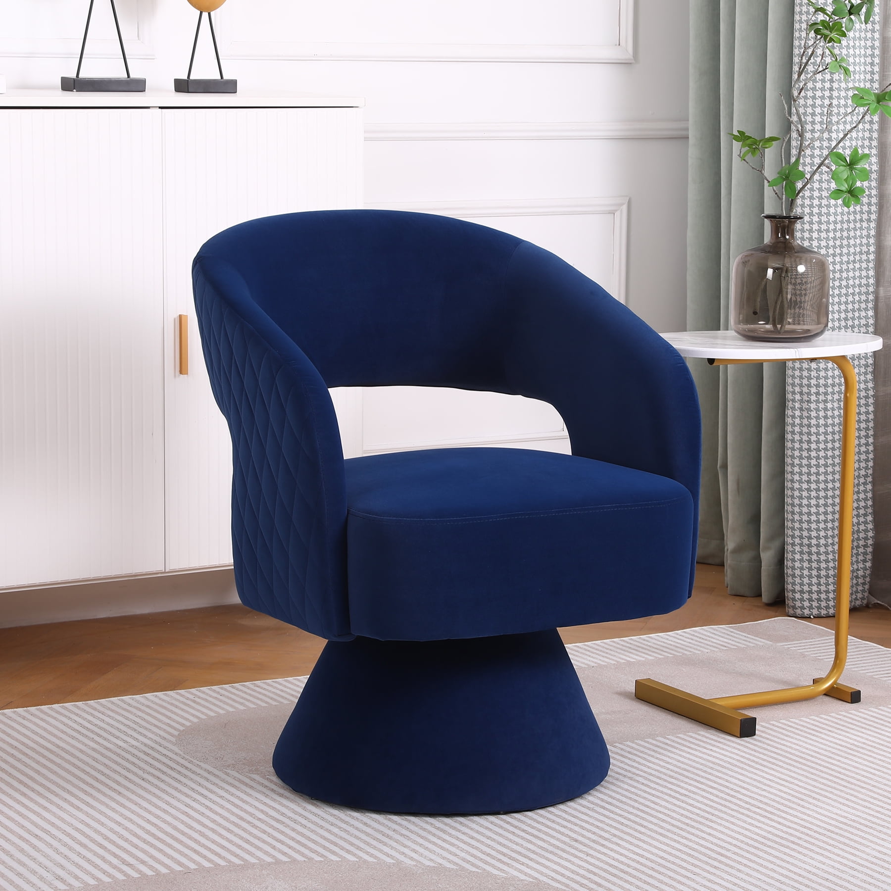 Ouyessir Swivel Accent Chair Armchair Teddy Fabric Upholstered 360