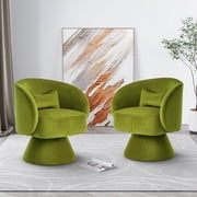 Wiilayok Swivel Accent Chair Set of 2,Comfy Velvet Upholstered 360  Barrel Chair,Modern Swivel Lounge Sofa Armchair for Living Room,Reading Bedroom,Office,Green