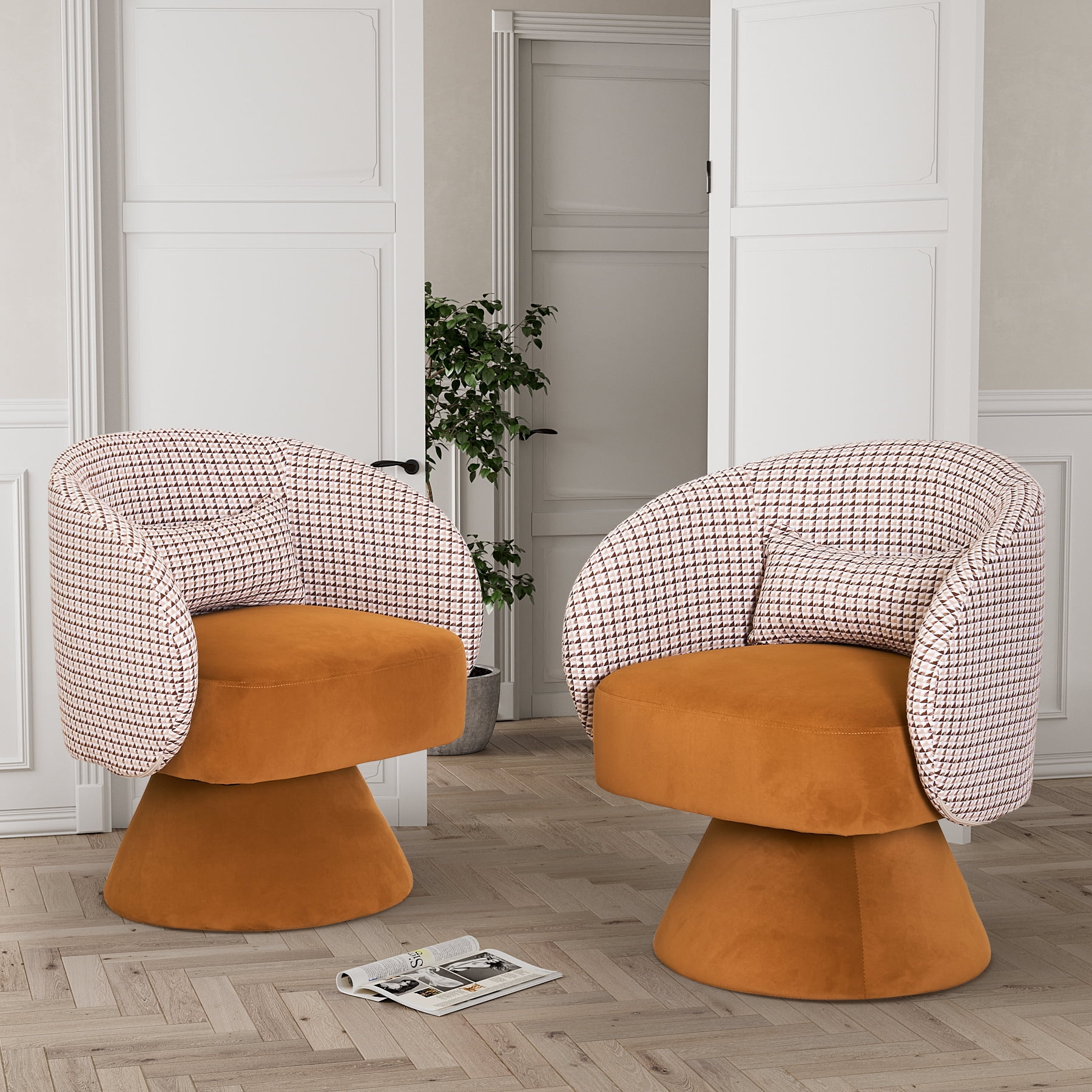 Ouyessir Swivel Barrel Chair Set of 2,Modern Multi Color Accent Chair