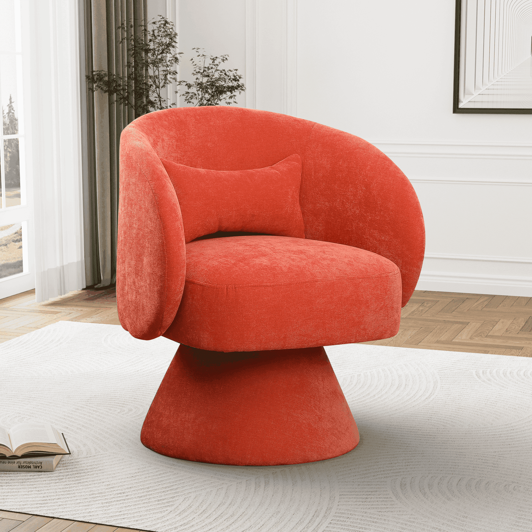 Wiilayok Swivel Barrel Chair, Linen Upholstered Swivel Cuddle Accent ...