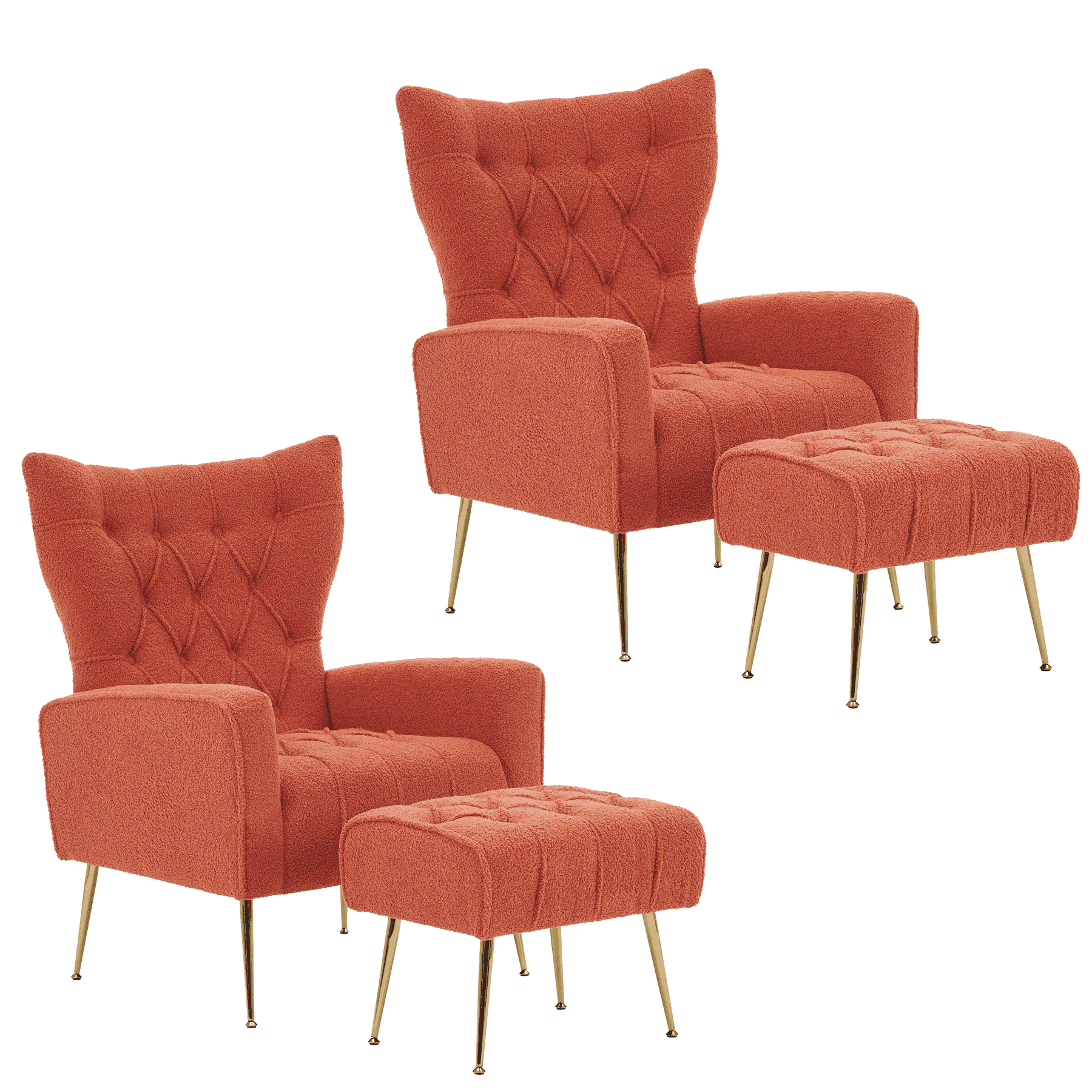 Ouyessir Teddy Accent Chair and Ottoman Set of 2, Upholstered Chair ...