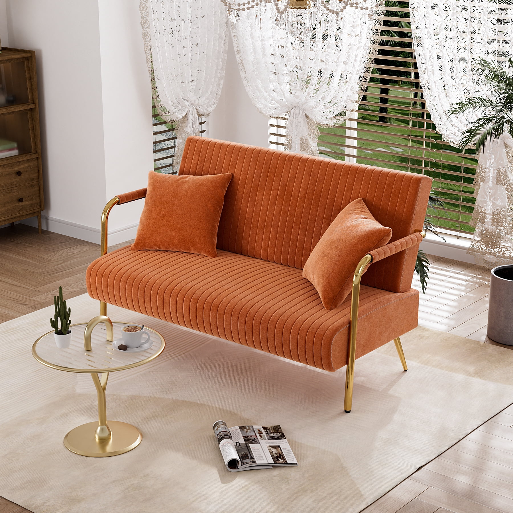 JASIWAY Modern Teddy Velvet Upholstered Sofa Couch - Bed Bath