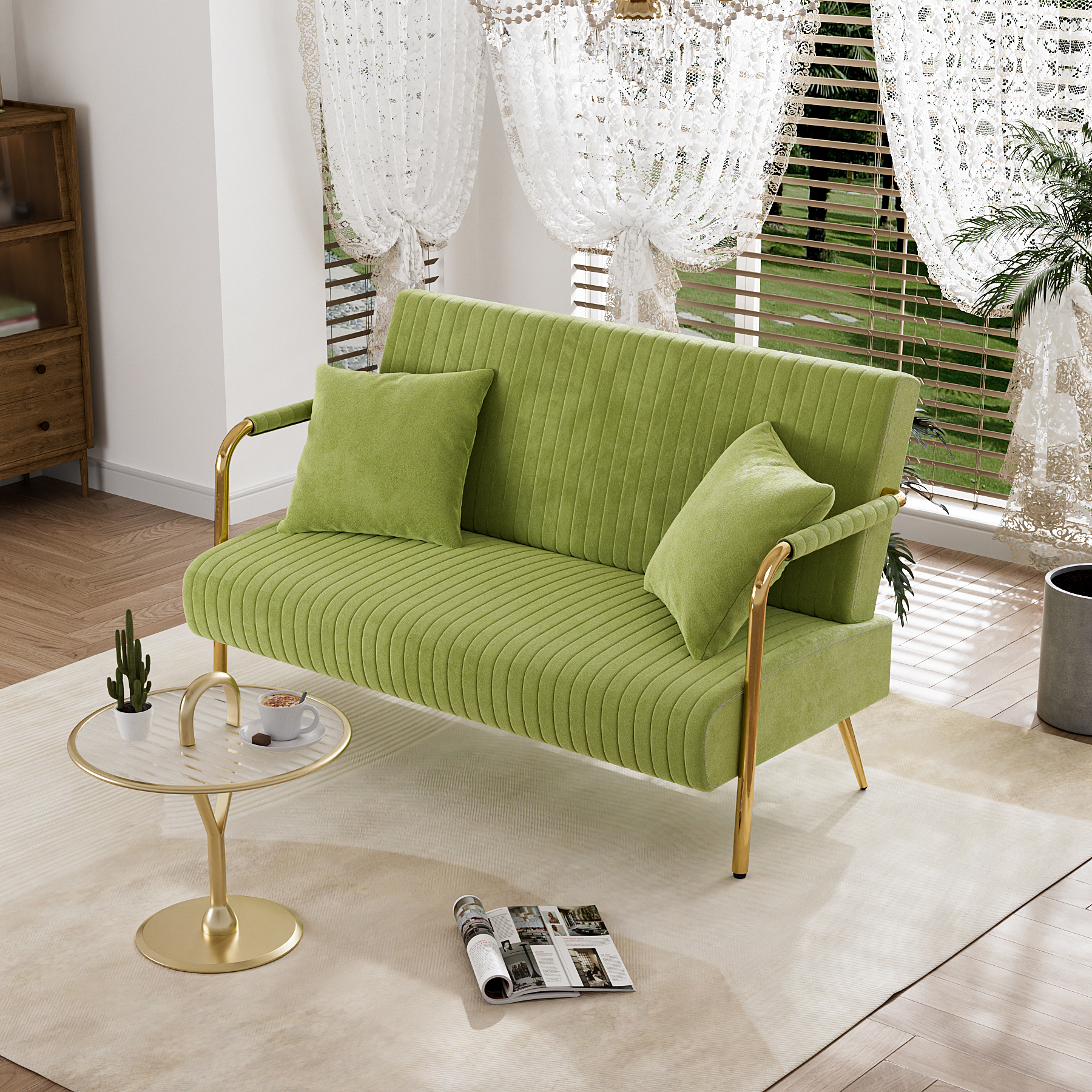 Teddy Velvet Sofa Modern Couch Loveseat Settee Wohnung Büro Couch 128