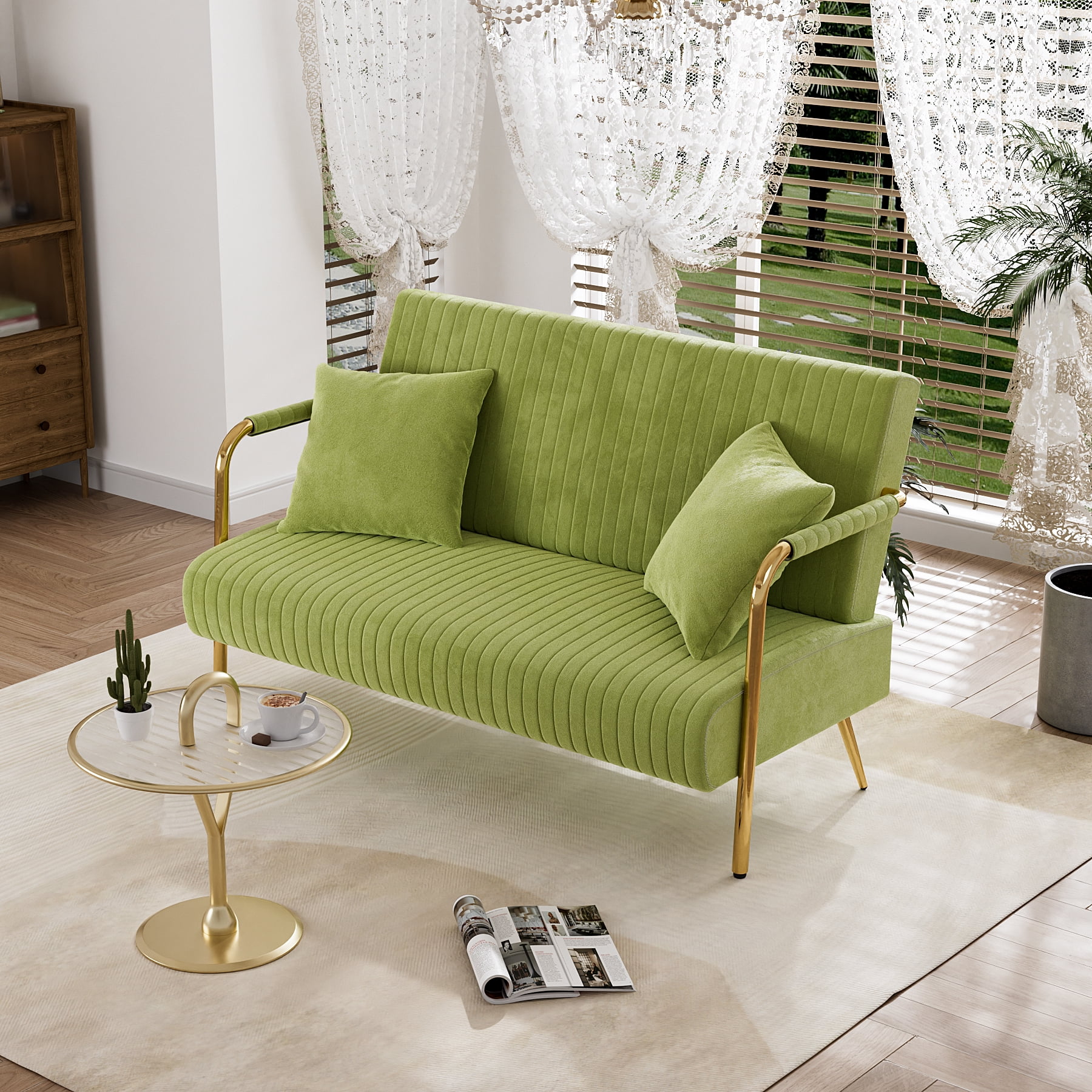 Ouyessir Velvet Loveseat Sofa Modern Upholstered Tufted Sofa Comfy ...