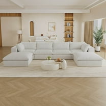 Wiilayok 157.6” Corduroy Modular Sectional Sofa,U Shaped Sectional Sofa Couches with Movable Ottoman Chaise,Deep Seat Comfy Cloud Sofa for Living Room,Beige