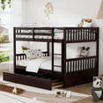 thumbnail image 1 of Wiilayok 77.9"x 57"Wood Full over Full Bunk Bed with Trundle,Convertible to 2 Full Size Platform Bed, Full Size Bunk Bed with Ladder and Safety Rails for Teens,Adult,Brown(No Box Spring Needed), 1 of 7