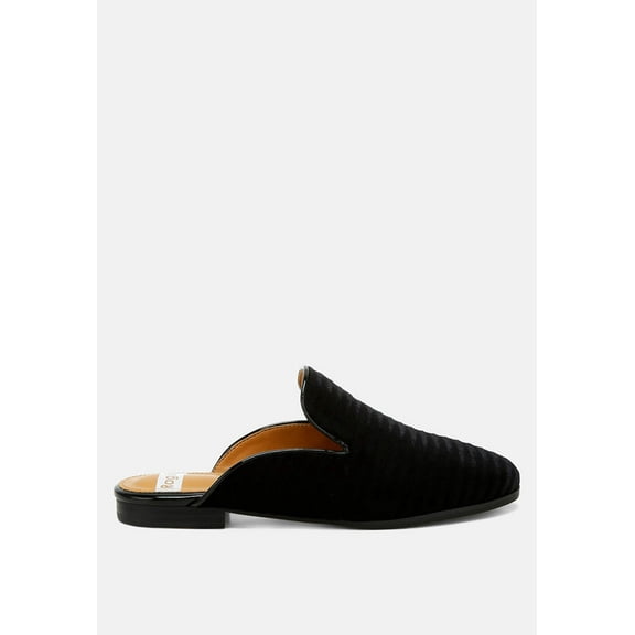 Ouzini Velvet Textured Slip On Mules