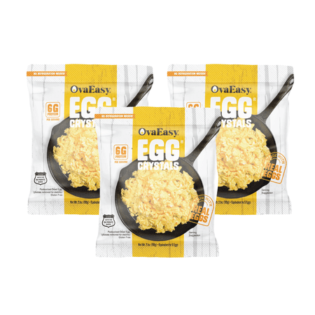 OvaEasy Whole Egg Crystals - Powdered Eggs for Camping (4.5 oz, 3-Pack)