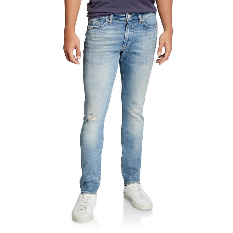 Ovadia Men's Distressed Straight Tapered authentic Jeans