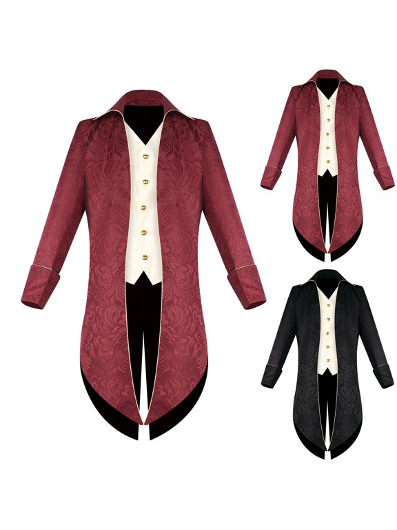 Men Long Sleeve Loungewear Hoodless Jackets Mens ColorBlocks Tuxedo Tailcoat Jacket Halloween Outwear Men Fall Winter Outfits