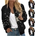 thumbnail image 1 of Ovafbau Women Long Sleeve Dressy Casual Cardigan Jacket,Womens Star Print Long Sleeve Zip Jacket with Pockets Casual,Fall Winter Outerwear Coat, 1 of 6