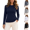 thumbnail image 1 of Ovafbau Women Thermal Underwears Undershirts Tops Womens Crew Neck Long Sleeve Light Fleece Thermal Base Layer Top Sleepwear Outfits, 1 of 6