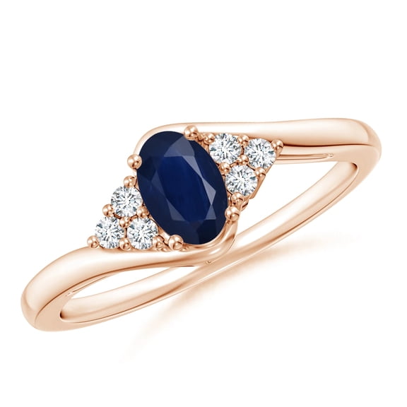 Oval 0.75 Ctw Blue Sapphire 925 Sterling Silver Rose Plated Women Ring