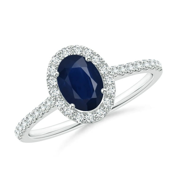 Oval 1 Ctw Blue Sapphire Solitaire White Accents 925 Sterling Silver Women Promise Ring Jewelry Size US- 12