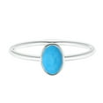 thumbnail image 1 of Oval 1 Ctw Turquoise Gemstone Bezel Set 925 Sterling Silver Women Daily Wear Ring GIFT FOR HER Size US- 7, 1 of 5