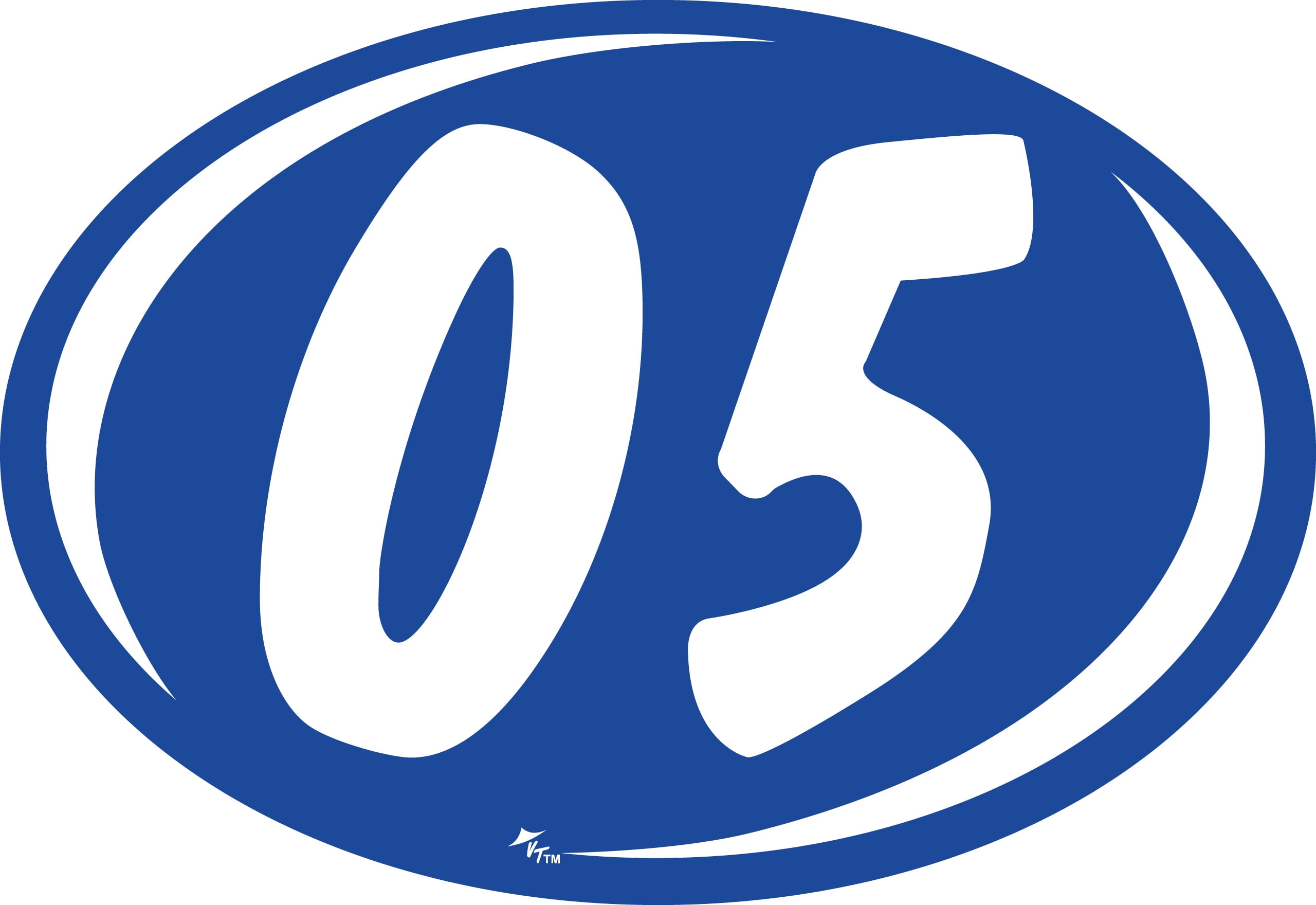 Oval 2-Digit Year Sticker - White/Blue - "05" - 8ʺL x 5 1/2ʺH - Pack of 12