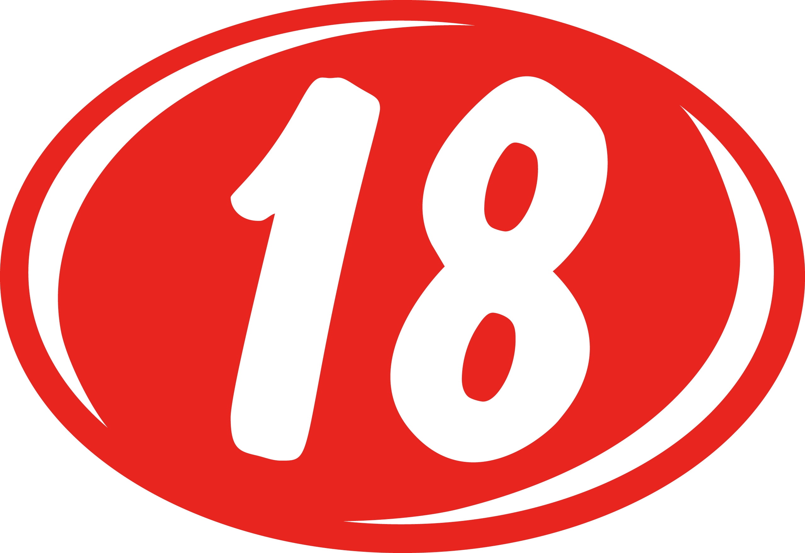 Oval 2-Digit Year Sticker - White/Red - 