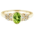 thumbnail image 1 of Oval 3 Ctw Peridot Bezel Set 925 Sterling Silver Yellow Plated Wedding Ring, 1 of 4