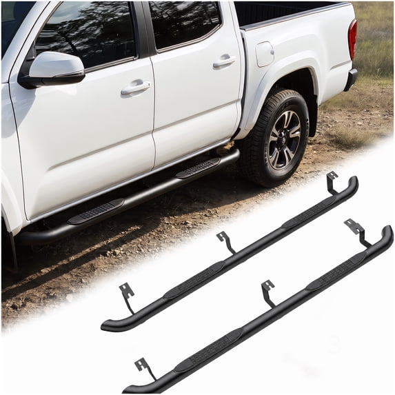 Oval 4 Inch Carbon Steel Black Side Steps for 2005-2023 Toyota Tacoma ...