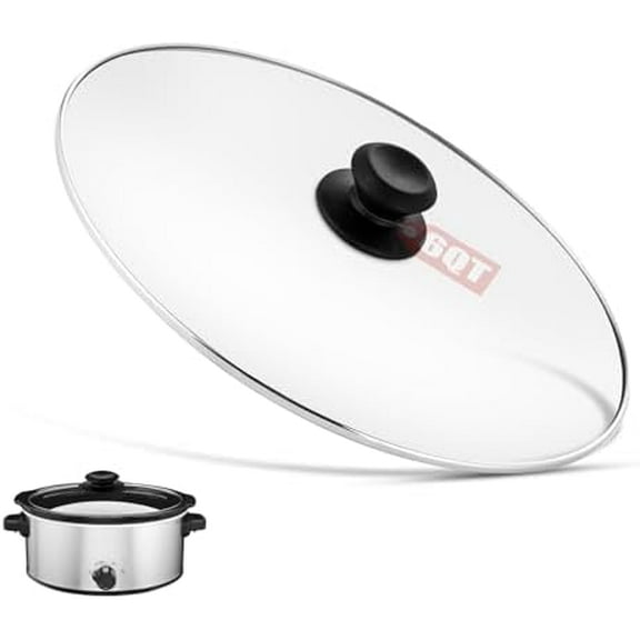 Oval 6 Quart Glass Lid Compatible with Hamilton Beach 33665G Slow Cooker, Clear Cooker Crock Pot Lid Replacement Part, 6qt Slow Crock Pot Lid Replacement$$Home Decor, Kitchen, & Other