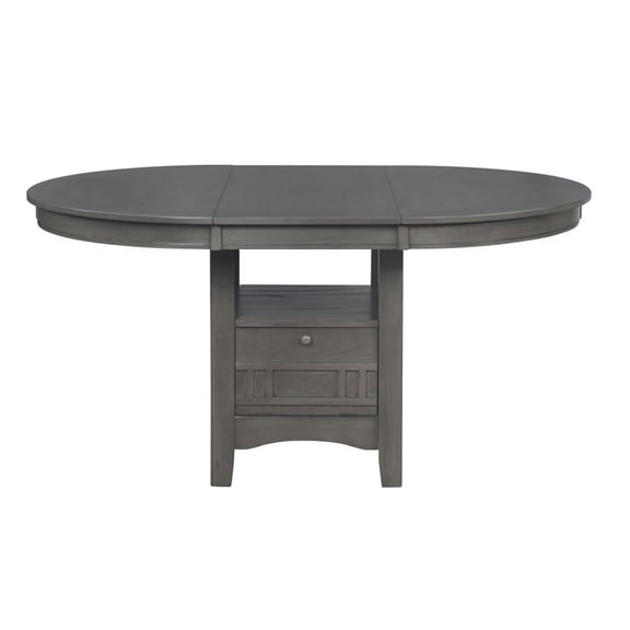 Oval 60-inch Extension Leaf Dining Table, Medium Grey