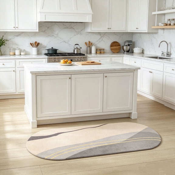 Oval Absorbent Non Slip Bathroom Rug 40×120cm, Soft Quick Dry Floor Mat for Bedroom Bedside All Season Use