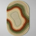 thumbnail image 1 of Oval Abstract Wave Area Rug – Multicolor Hand-Tufted Wool Carpet in Earth Tones for Modern Living Room or Bedroom – Universal Carpets, 1 of 5