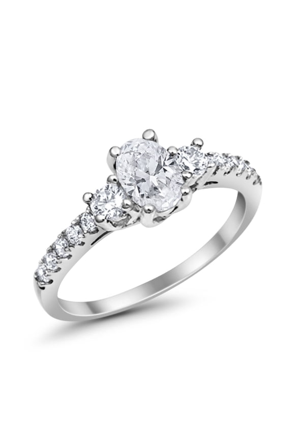 Oval Accent Wedding Ring CZ 925 Sterling Silver Size 4