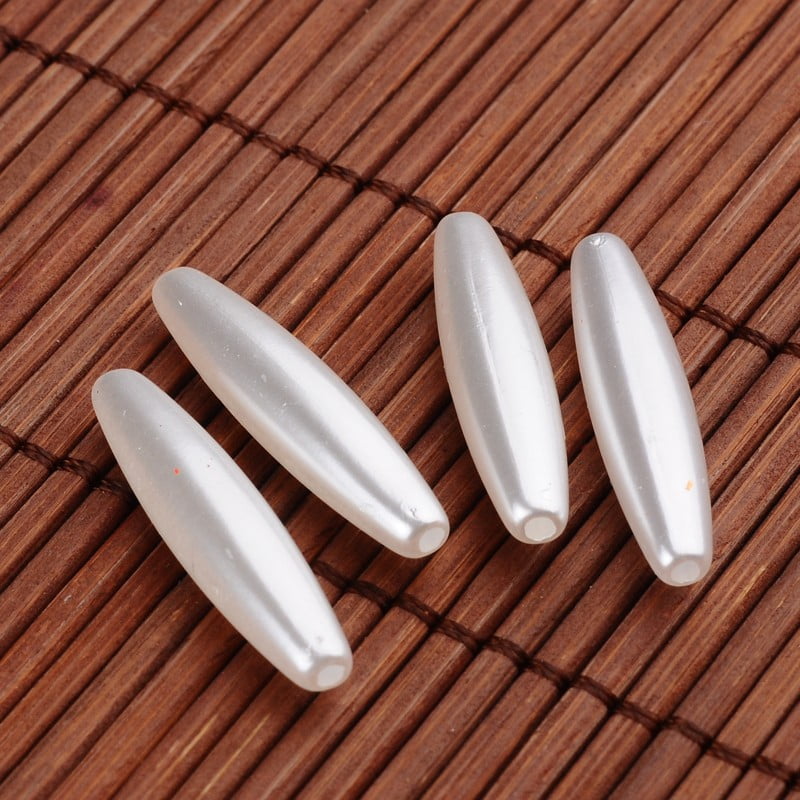 Oval Acrylic Imitation Pearl Beads White 28x6mm Hole: 1.5mm about 950pcs/500g