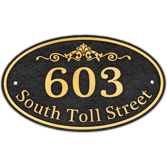 Oval Address Plaque Metal Option - Personalized House Number Sign, Address Sign for Outside, Yard, Driveway, Fence, Mailbox, Gate.