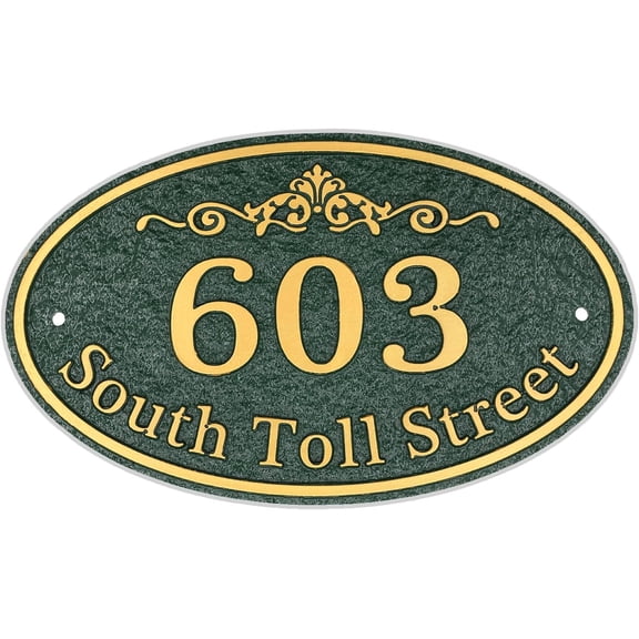 Oval Address Plaque Metal Option - Personalized House Number Sign, Address Sign for Outside, Yard, Driveway, Fence, Mailbox, Gate.