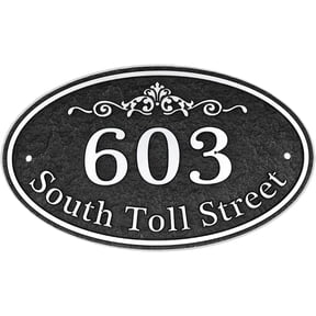 Oval Address Plaque Metal Option - Personalized House Number Sign, Address Sign for Outside, Yard, Driveway, Fence, Mailbox, Gate.