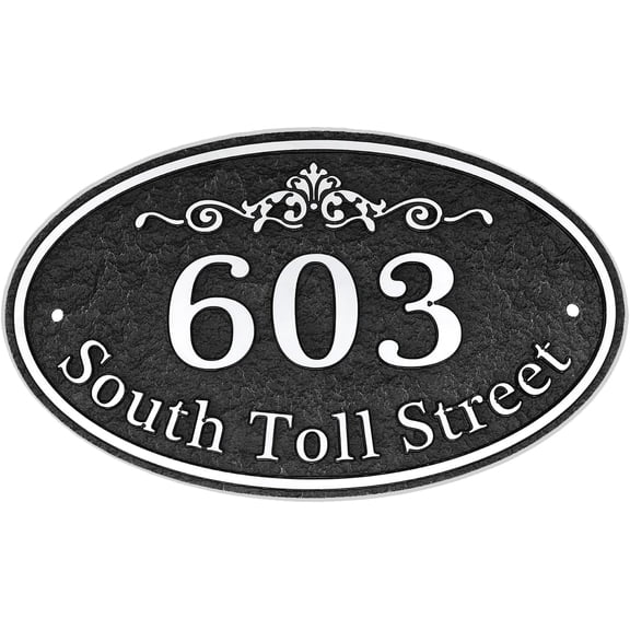 Oval Address Plaque Metal Option - Personalized House Number Sign, Address Sign for Outside, Yard, Driveway, Fence, Mailbox, Gate.