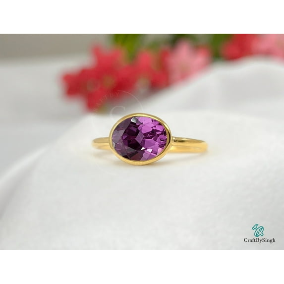 Oval Alexandrite Engagement Ring 14K 18K White Gold Promise Ring Bridal Ring Moissanite Halo Ring Art Deco Ring Anniversary Gifts