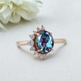 thumbnail image 1 of Oval Alexandrite Ring Diamond Half Halo Bridal Jewelry Rose Gold Plated Engagement Ring Birthday Gift for Mom Color Changing Gemstone Ring, 1 of 4