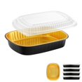 thumbnail image 1 of Oval Aluminum Foil Catering Trays with Lids (5 Pack) – 2X Thicker Heavy Duty Black Serving Platters for Parties, Catering, Takeout & Food Service, 68oz, 1 of 4