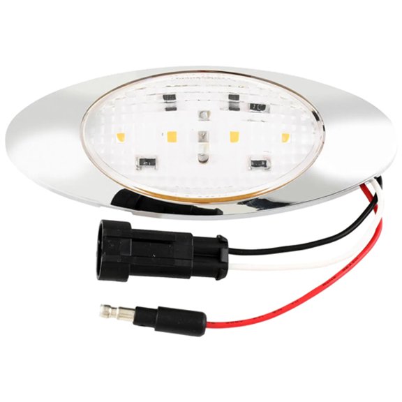 Oval Amber/Clear 4 LED Marker/Turn Light With Snap On Chrome Bezel