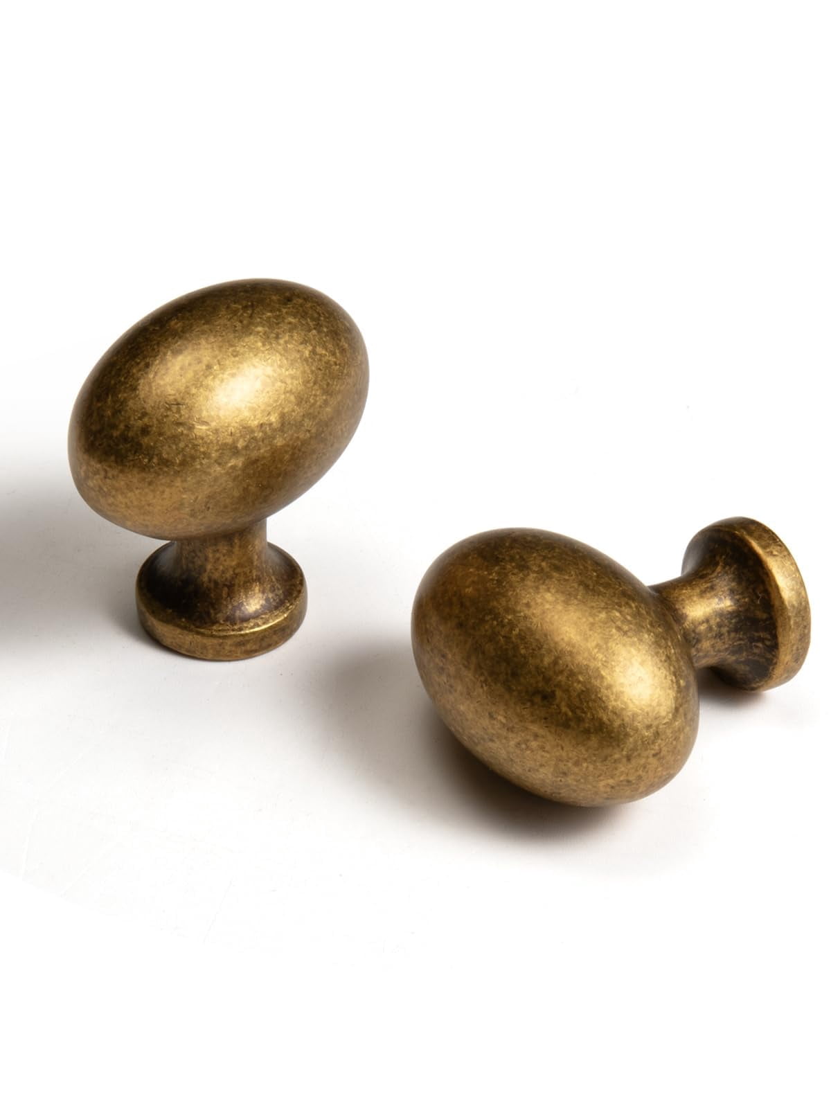 Oval Antique Brass Cabinet Knobs, Zinc Alloy for Drawer Knobs for Dresser Cupboard Wardrobe (5, Antique Brass, Egg knob)