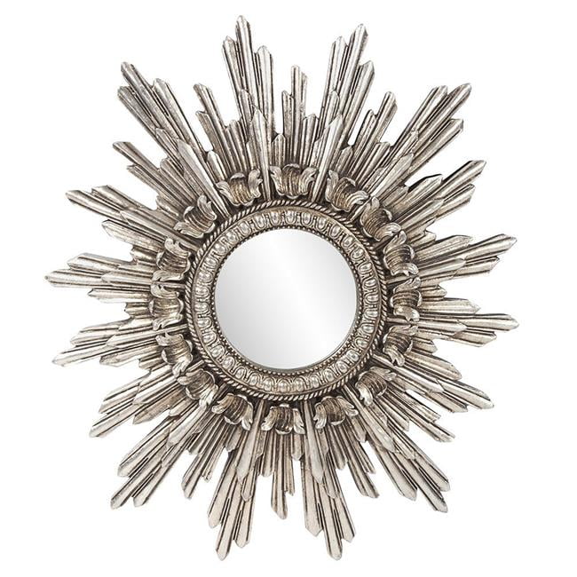 Antique Silver Leaf Oval Starburst Wall Mirror