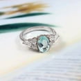thumbnail image 1 of Oval Aquamarine Unique Statement Ring, Lab Created Blue Gemstone Rings for Women, 1 of 2