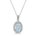 thumbnail image 1 of Oval Aquamarine and Diamond Pendant Necklace 14k White Gold (0.40ctw), 1 of 2
