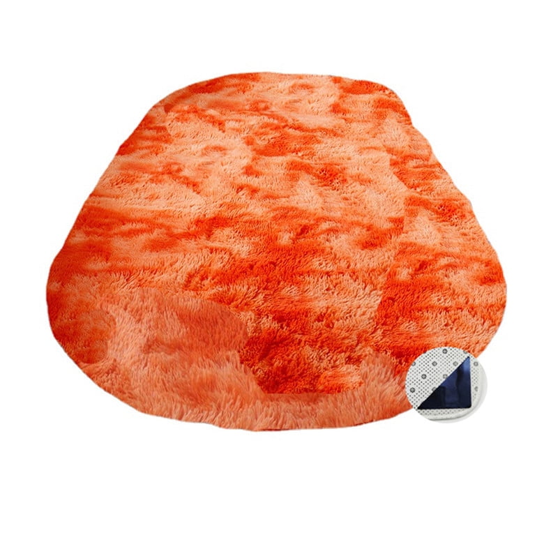 Orange Rabbit Fur Rug Rectangular Oval Area Rug Orange 4x6.6ft Soft Long Plush Furry Shaggy Cartpet for ...