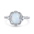 thumbnail image 1 of Oval Art Deco Accent Vintage Ring Lab Created White Opal 925 Sterling Silver Size 10, 1 of 6