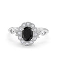 thumbnail image 1 of Oval Art Deco Bridal Ring Black CZ 925 Sterling Silver Size 7, 1 of 3