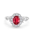 thumbnail image 1 of Oval Art Deco Bridal Ring Ruby CZ 925 Sterling Silver Size 10, 1 of 3