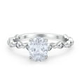 thumbnail image 1 of Oval Art Deco Engagement Ring Round Simulated CZ 925 Sterling Silver Size 5, 1 of 5