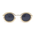 thumbnail image 1 of Oval Art Deco Geometric Design Metal Rim Retro Sunglasses Gold - Black, 1 of 4