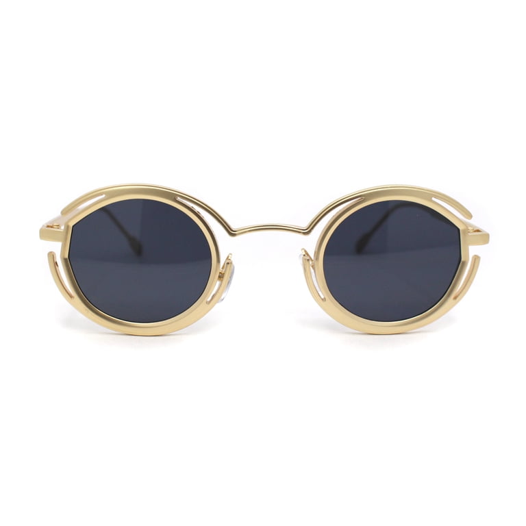 Oval Art Deco Geometric Design Metal Rim Retro Sunglasses  display picture 2