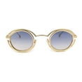 thumbnail image 1 of Oval Art Deco Geometric Design Metal Rim Retro Sunglasses Gold - Navy, 1 of 4