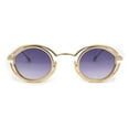 thumbnail image 1 of Oval Art Deco Geometric Design Metal Rim Retro Sunglasses Gold - Purple, 1 of 4